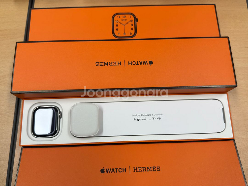애플워치 에르메스10 46mm 실버 +사티네M 풀박스--2