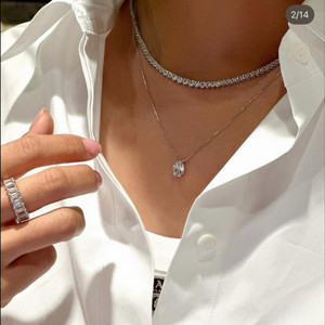 타니바이미네타니 14k 2ct. 페어컷 목걸이