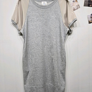 랑방 그레이 니트 반팔 원피스