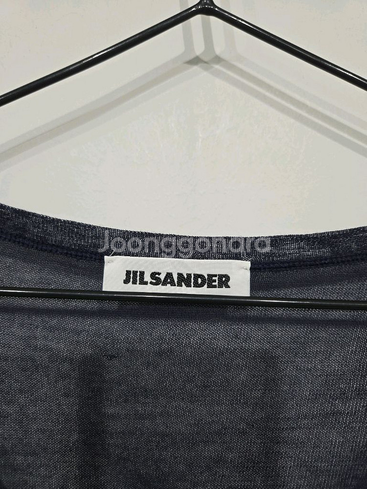 질샌더 프린팅 시스루 반팔 티셔츠 블랙/화이트--4