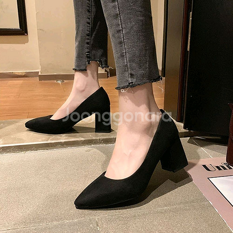 스웨이드 펌프스힐 구두 5cm--4