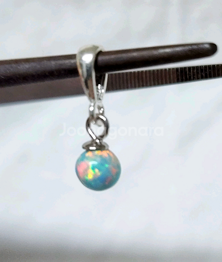 핸드메이드 합성오팔 (압축오팔) 은펜던트 -4.9mm--1