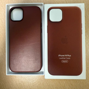 애플 아이폰14 플러스 가죽 케이스 브라운