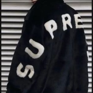 슈프림 퍼자켓 17ss 블랙 레드 L