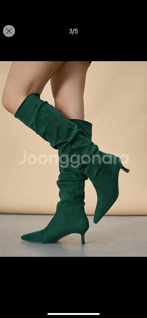 SHEIN 카키 스틸레토 힐 롱부츠 CN35 (225m--2