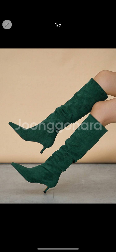 SHEIN 카키 스틸레토 힐 롱부츠 CN35 (225m--1