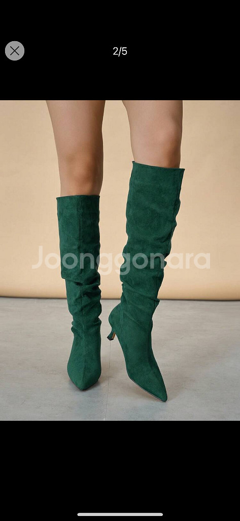 SHEIN 카키 스틸레토 힐 롱부츠 CN35 (225m--0