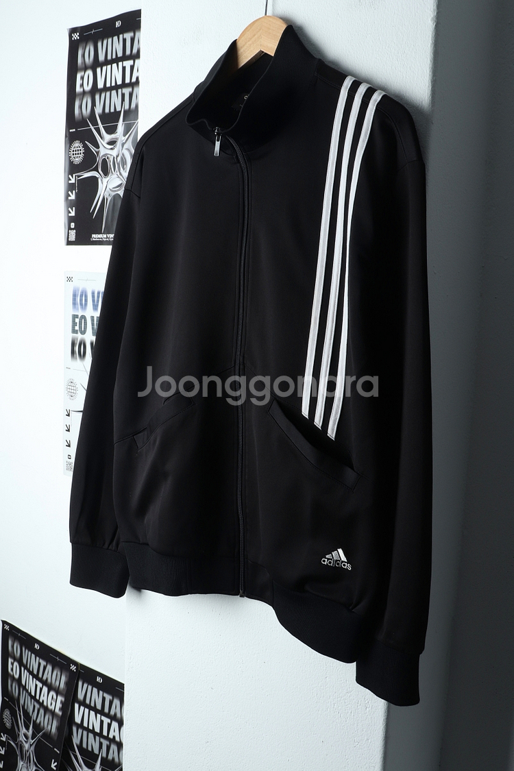 (XL) 아디다스 집업져지 트랙탑 블랙 삼선 올드스쿨--0