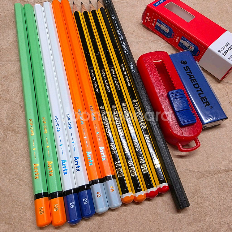 스테들러 슬라이딩 지우개와 연필여러가지 새상품--1