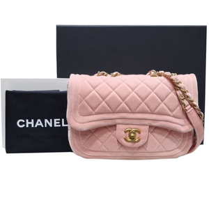 샤넬 핑크 벨벳 플랩백