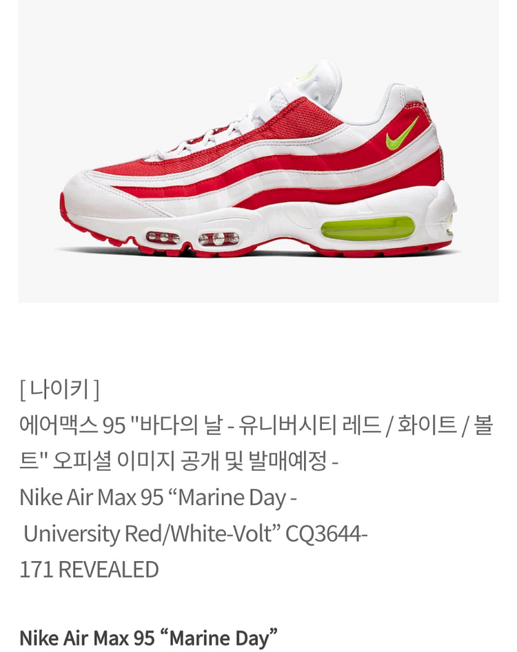 나이키 정품 에어맥스95 마린데이 레드 바다의날 260--9