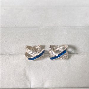 925실버 블루 쇼메 귀걸이