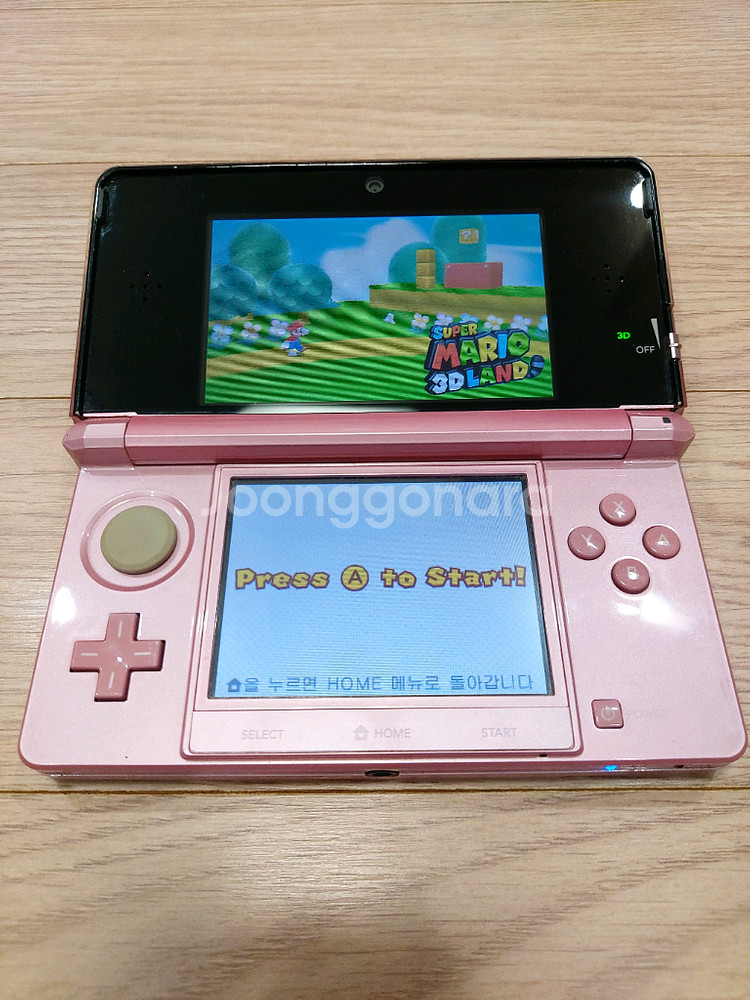 닌텐도3ds 핑크 한글판 + 튀동숲,마리오게임--2