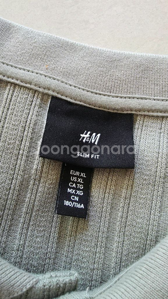 H&M 골지 카라 반팔 티셔츠--4
