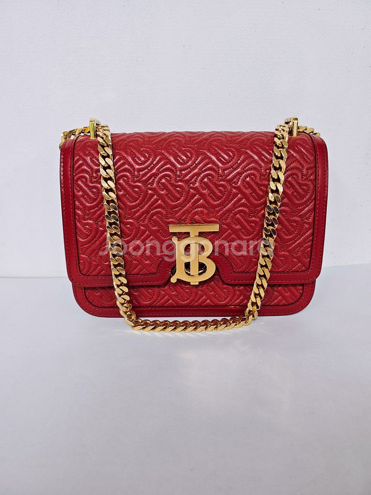 버버리 모노그램 TB 퀄팅 레드 여성 체인 숄더백--1