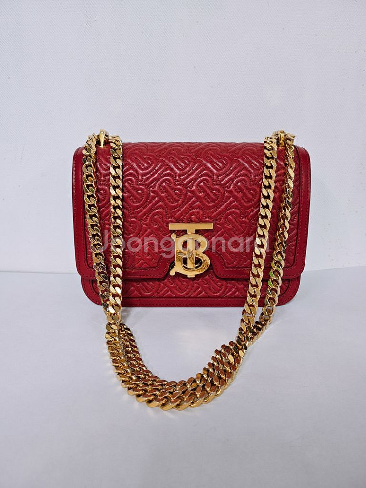 버버리 모노그램 TB 퀄팅 레드 여성 체인 숄더백--2