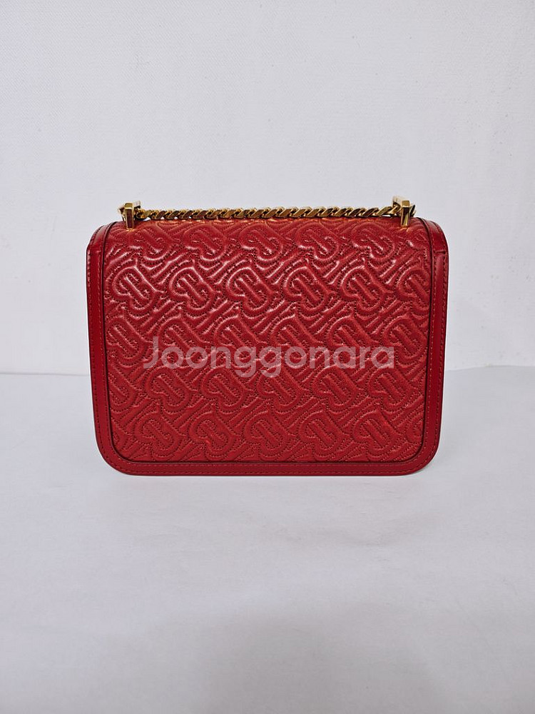 버버리 모노그램 TB 퀄팅 레드 여성 체인 숄더백--3