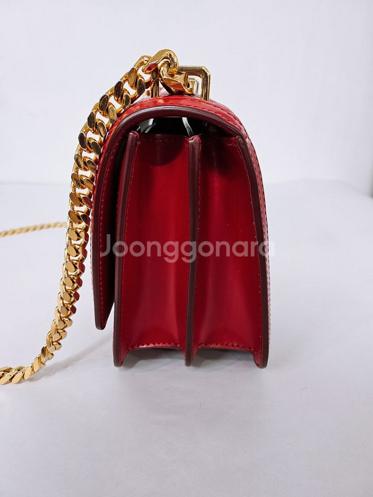 버버리 모노그램 TB 퀄팅 레드 여성 체인 숄더백--5