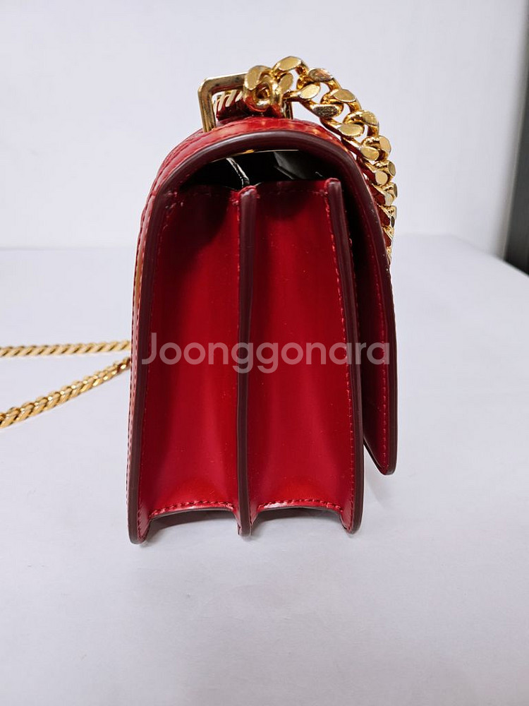 버버리 모노그램 TB 퀄팅 레드 여성 체인 숄더백--6