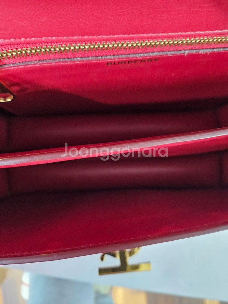 버버리 모노그램 TB 퀄팅 레드 여성 체인 숄더백--9