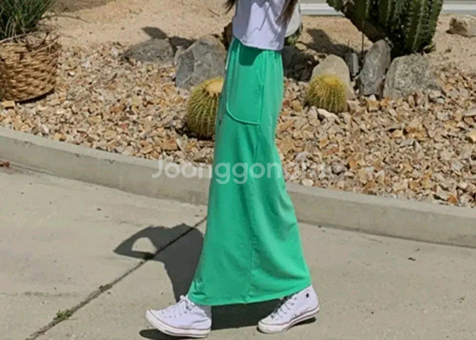 루즈 코튼스판 롱 스커트--8