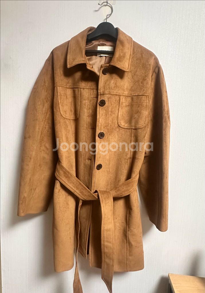 새상품급)카멜 스웨이드 코트자켓--0
