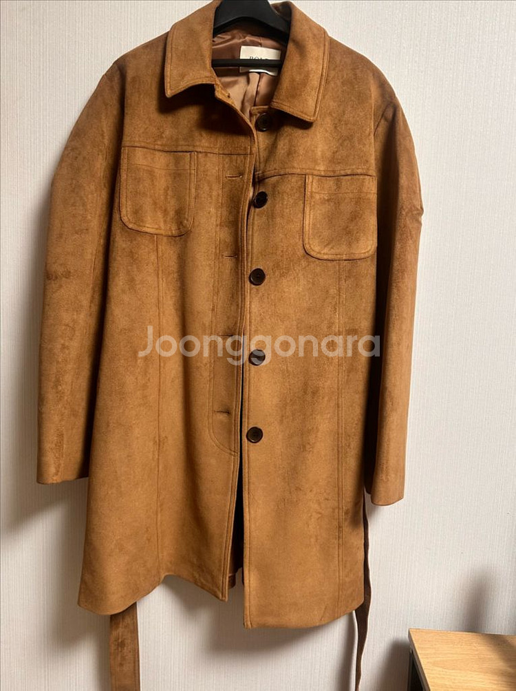 새상품급)카멜 스웨이드 코트자켓--1