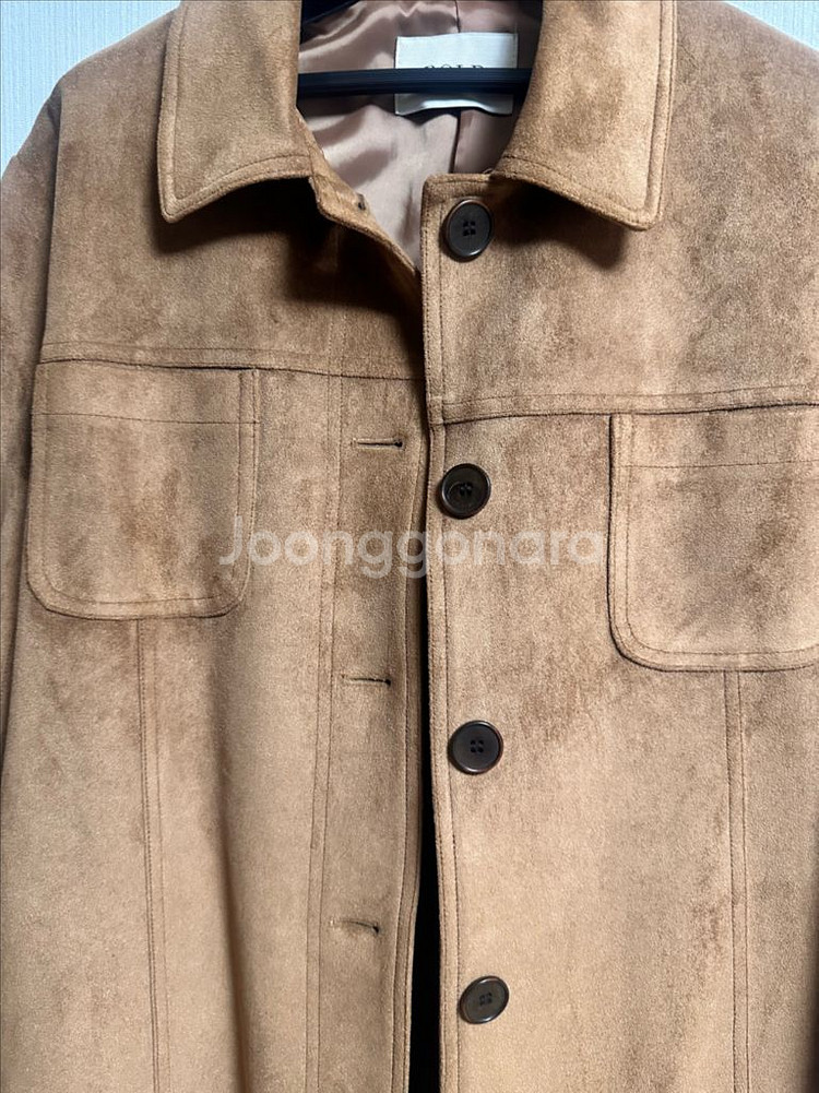 새상품급)카멜 스웨이드 코트자켓--2
