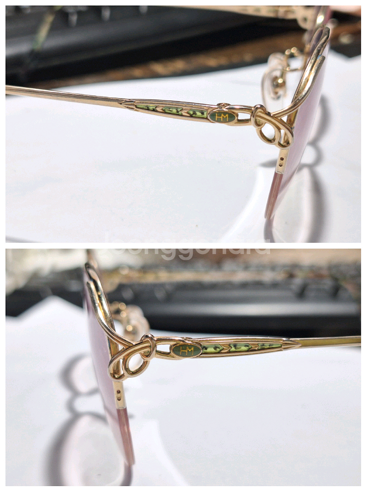 하나에 모리 Hanae mori 빈티지 반무테 안경테--1