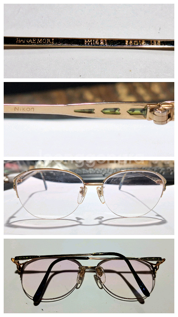 하나에 모리 Hanae mori 빈티지 반무테 안경테--3