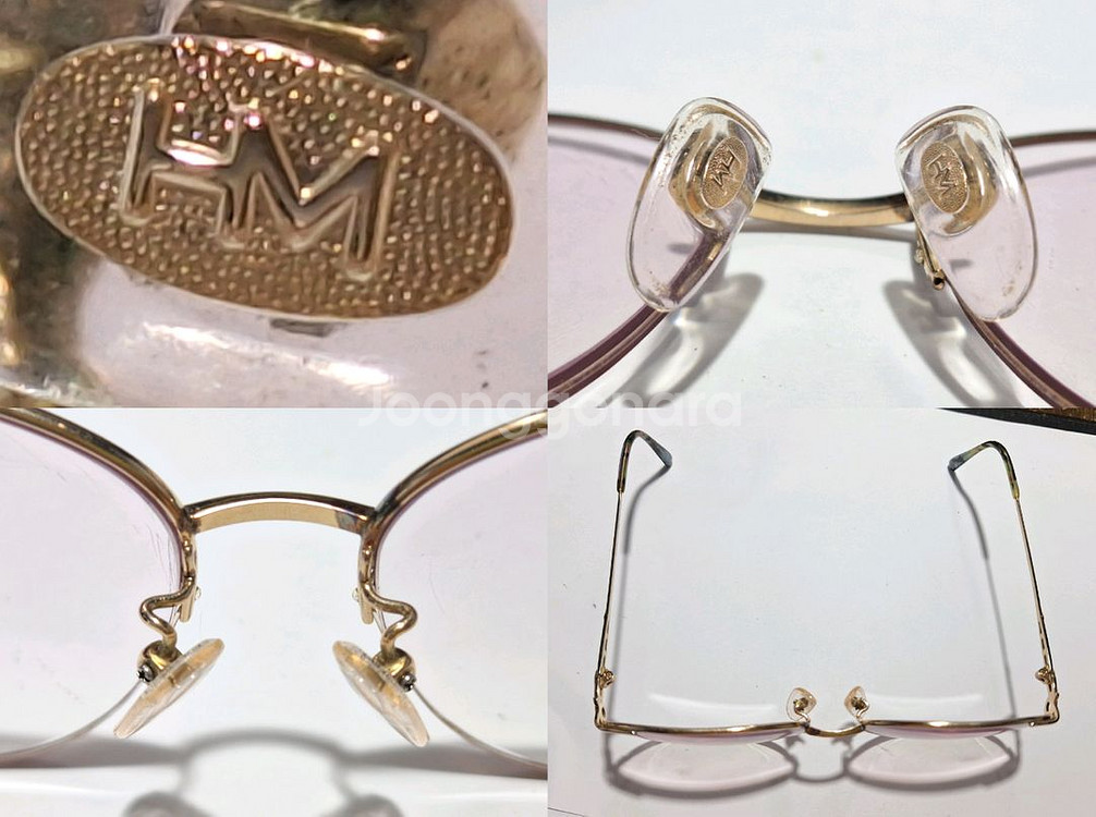 하나에 모리 Hanae mori 빈티지 반무테 안경테--6