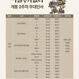 어쩔수가 없다 무대인사 A열 10/5 영등포 IMAX