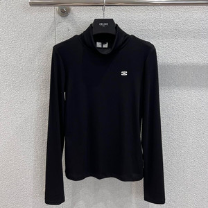 CELINE 여성용 자수 목폴라 티셔츠