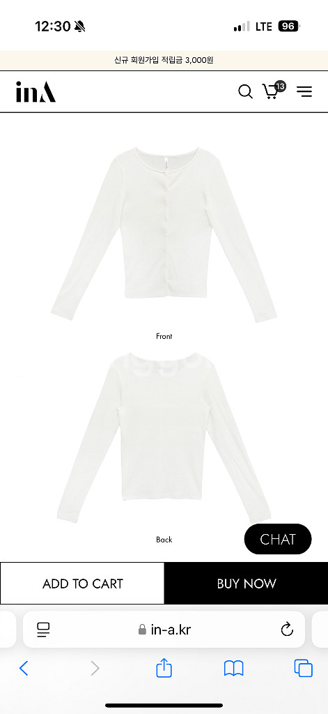인에이 버튼 티셔츠 가디건 Rosy Easywear T--1