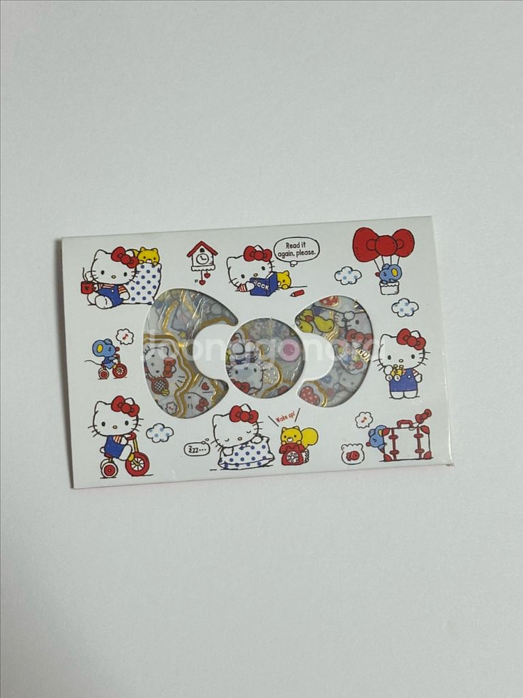 산리오 정품 헬로키티 금장 투명 스티커--0