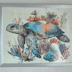 장수와 복을주는 거북이 유화그림