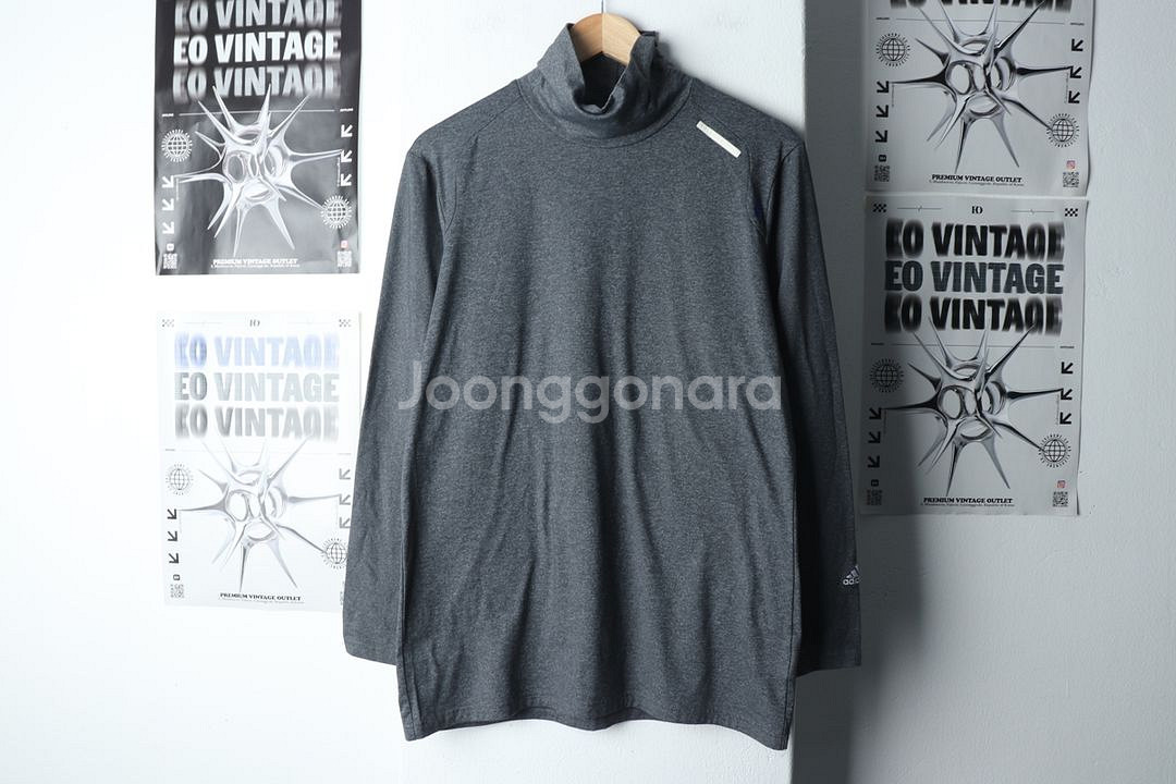 (XL) 아디다스 긴팔티셔츠 기능성 반폴라 그레이--1