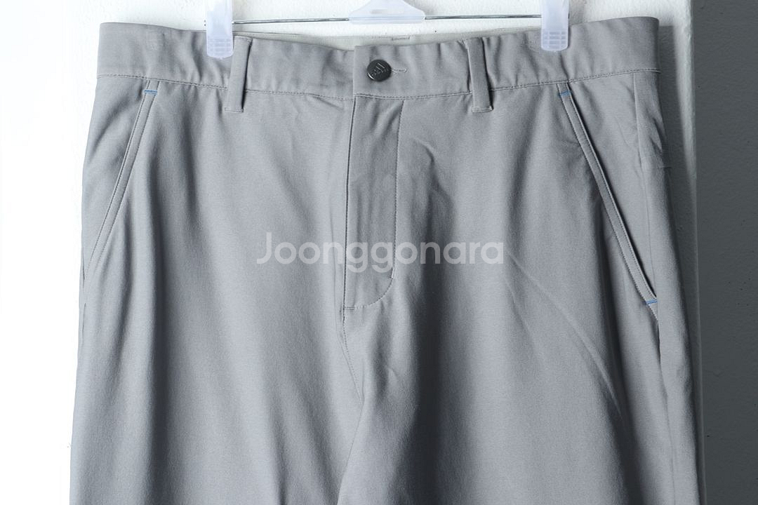(L) 아디다스 슬랙스 경량 바지 그레이 폴리 밴딩--2