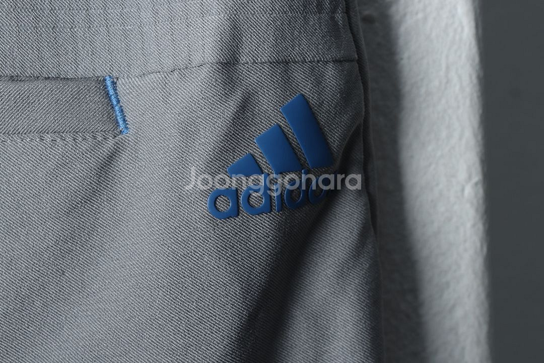 (L) 아디다스 슬랙스 경량 바지 그레이 폴리 밴딩--4