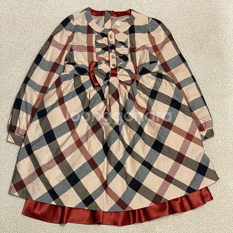 (정품)닥스 키즈 하운드체크 드레스 원피스 130 9Y--0