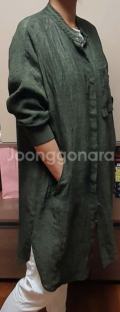 PRENDANG쁘렝땅 미착용 린넨 롱 셔츠 55--3