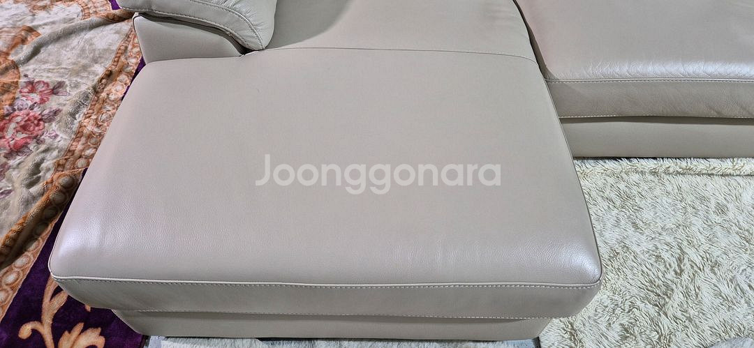 까사미아 천연 통가죽 4인 카우치 소파--3