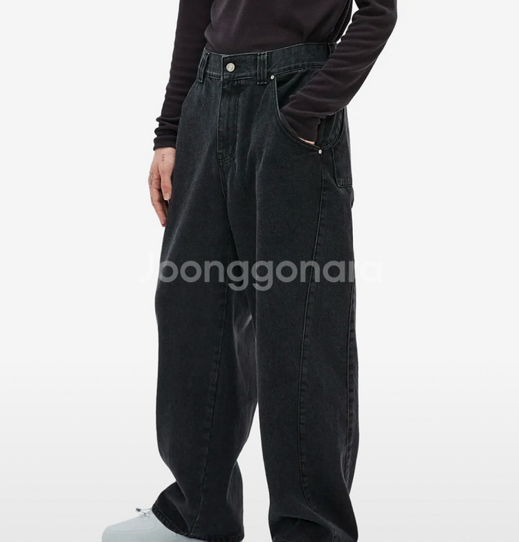에드 커브 와이드 데님 블랙--0