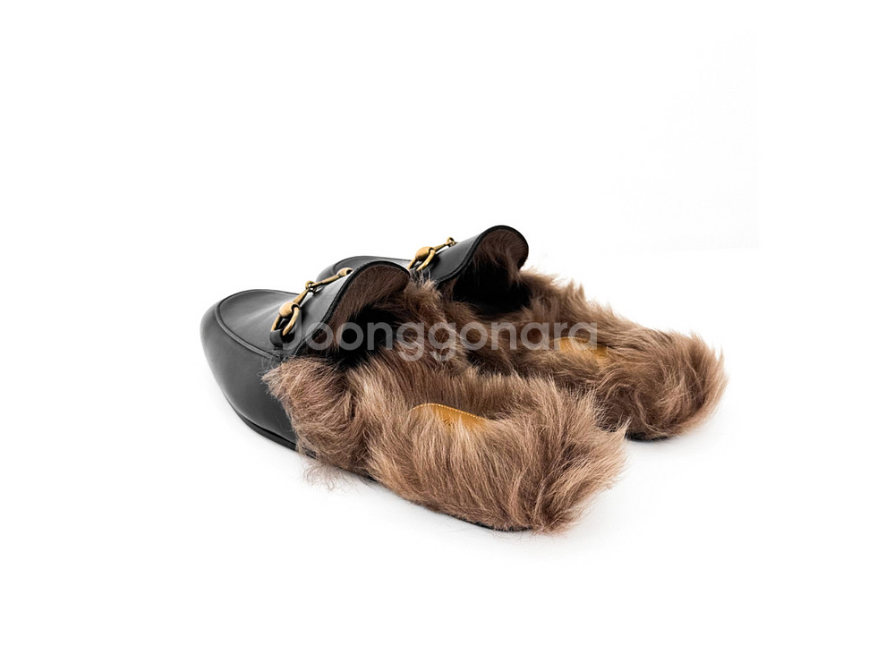 [9] 구찌 2015 프린스타운 홀스빗 퍼 뮬 슬리퍼--3