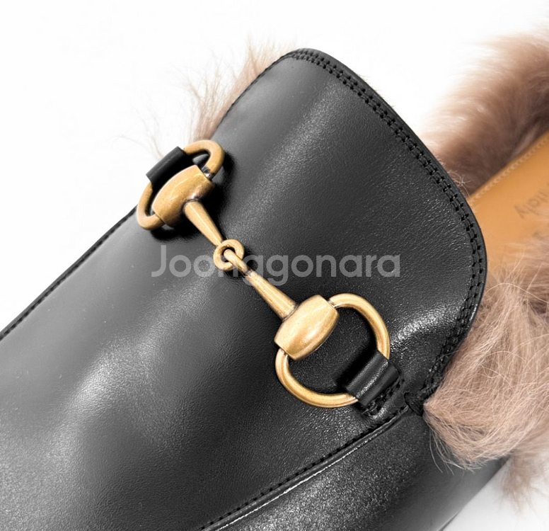 [9] 구찌 2015 프린스타운 홀스빗 퍼 뮬 슬리퍼--4