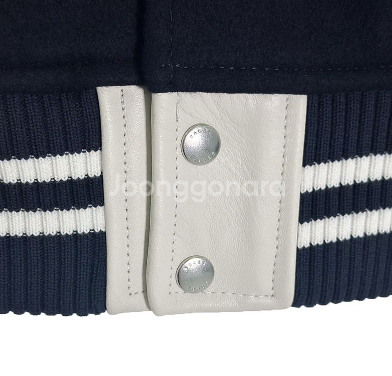 [3] 사카이 여성 울 테디 봄버 바시티 자켓 네이비--7