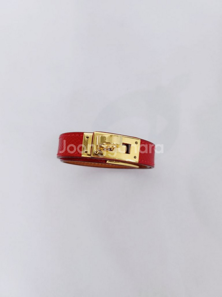 에르메스 버건디 금장 버클 켈리 팔찌 XS--2