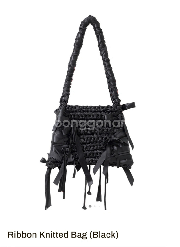 이우가마카라스 리본 니트 백--4