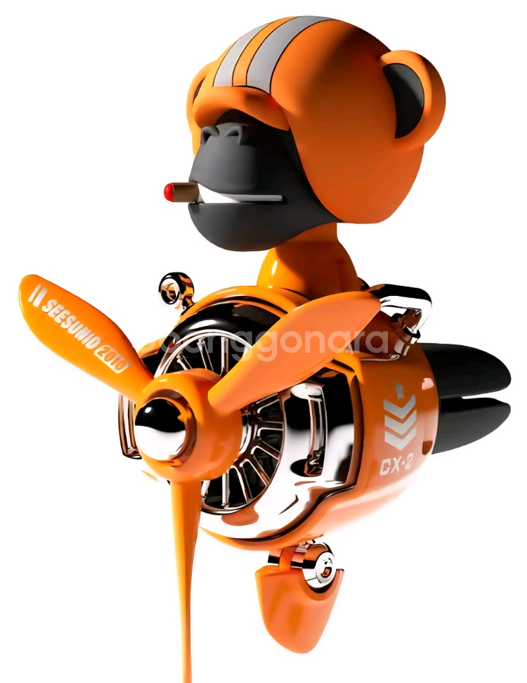 오렌지헬맷시가피는고릴라조종사 프로펠러 흔들머리 방향제--0