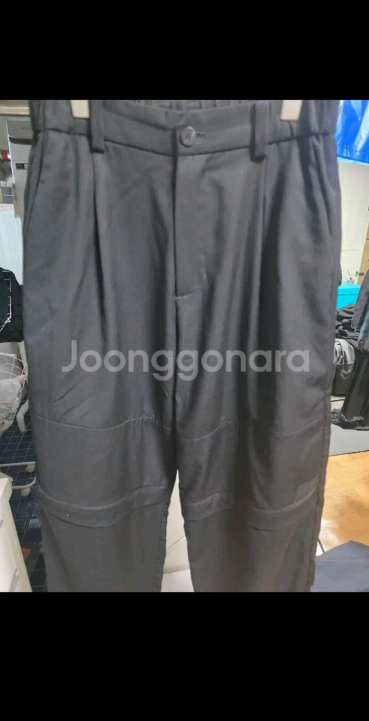 (2)폴리테루 미들지퍼 트라우저 블랙--1